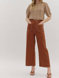 Entro - Exposed Stitch Patch Pockets Pants