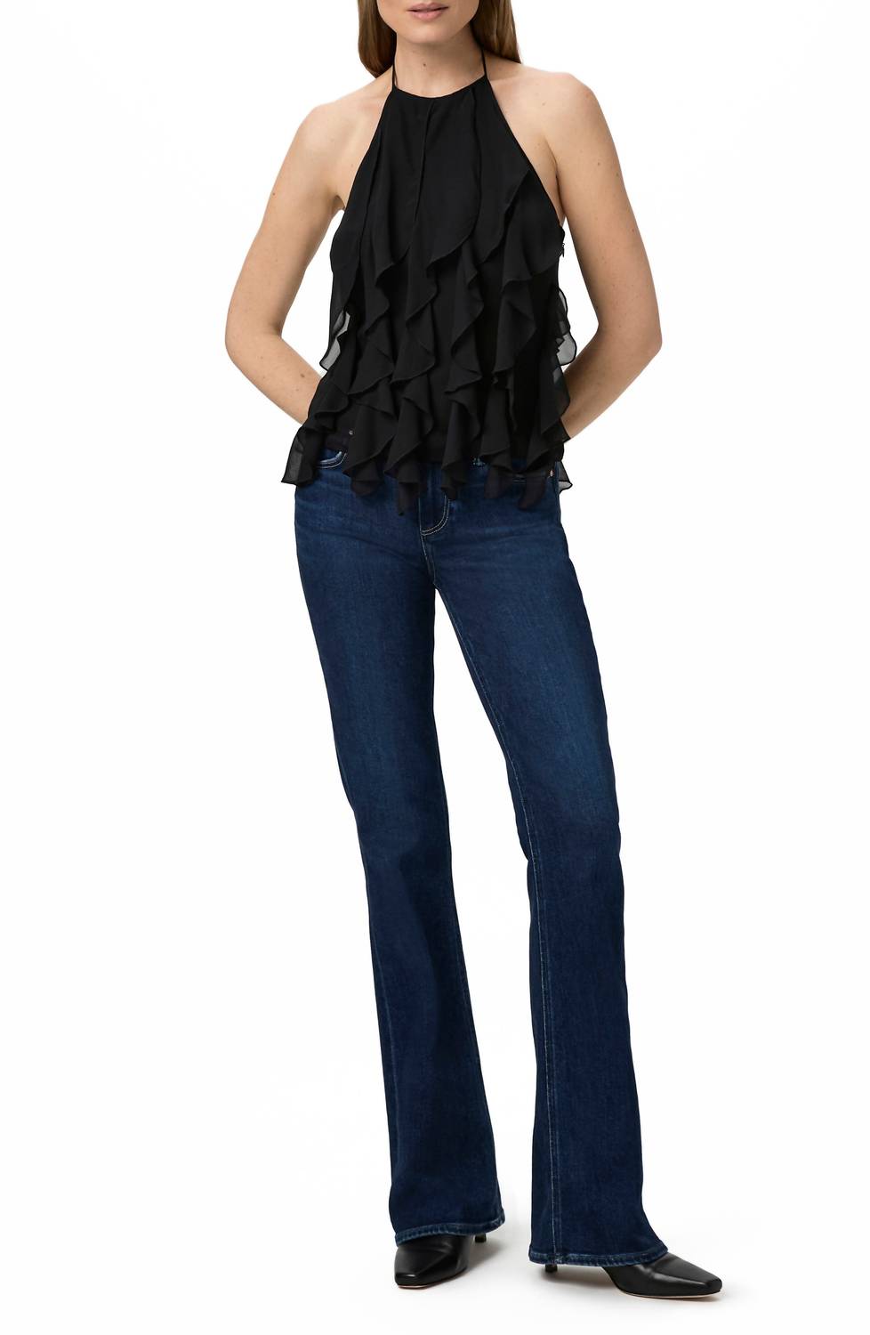 Paige Ciao Ruffle Halter Top in black - women's blouse - view 4