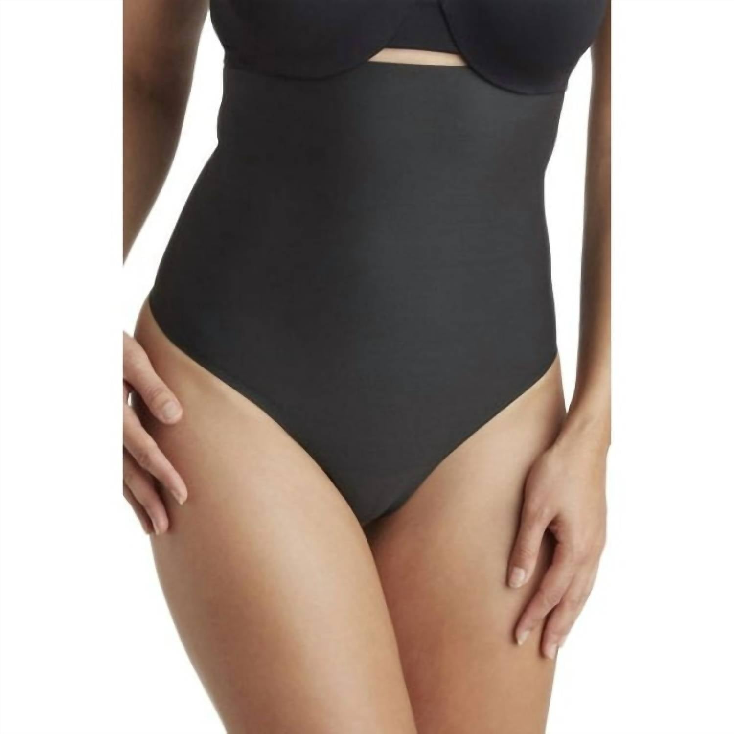 TC Fine Intimates Sleek Essentials High-waist Thong in black - women's intimate - detail view