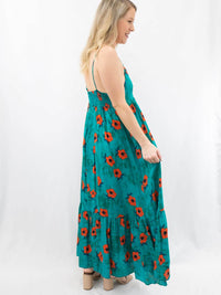 BUCKETLIST Ruffle Maxi Dress in flower green - women's dress - alternate view