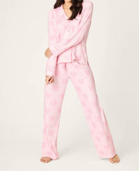 PJ Salvage Valentine's Day Leopard Hearts Print 3-piece Pajama Set in pink - women's intimate