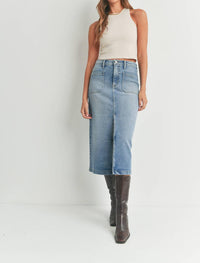 Just Black Denim - Utility Pocket Midi Skirt