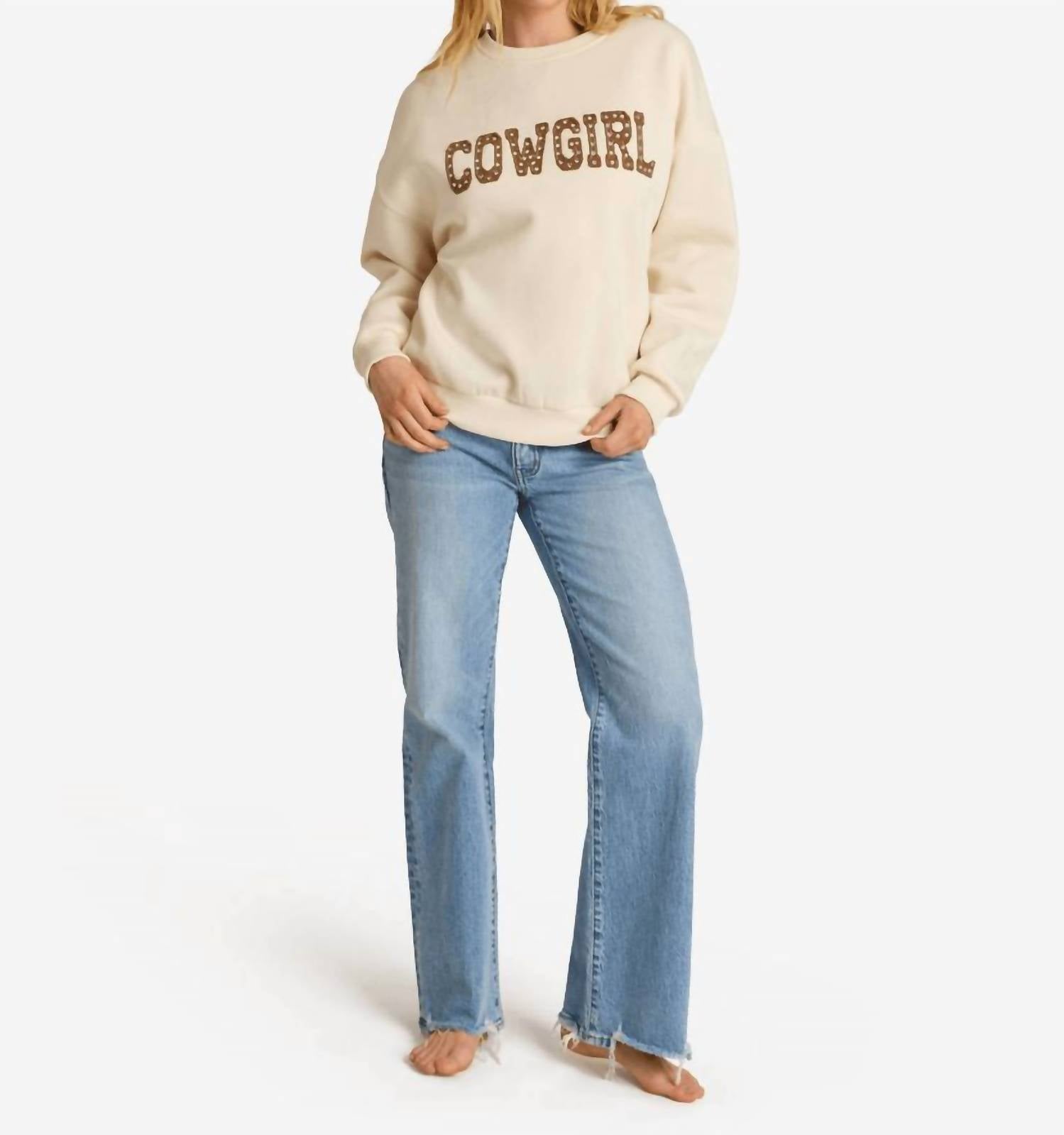 Pretty Garbage Brie Cowgirl Sweatshirt in beige - women's top