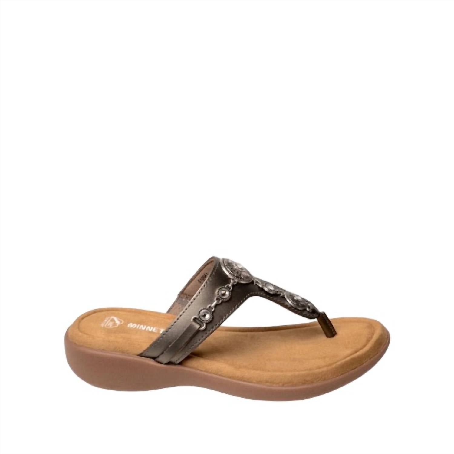 Minnetonka - Women's Brecca Shimmery Toe Post Sandal