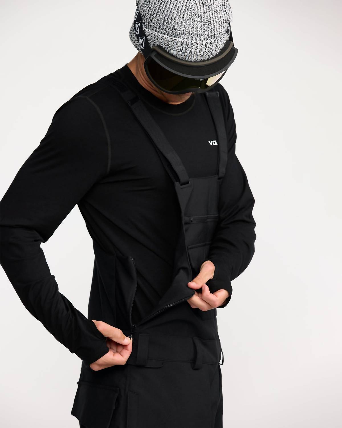 VOLCOM Roan Bib Overall Snowboard Pants in black - men's pants - alternate view