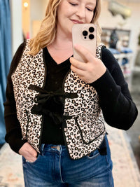 Listicle Mute Leopard Front Tie Vest in pink - women's blouse
