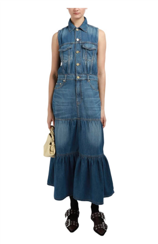 Ganni - Light Denim Long Dress