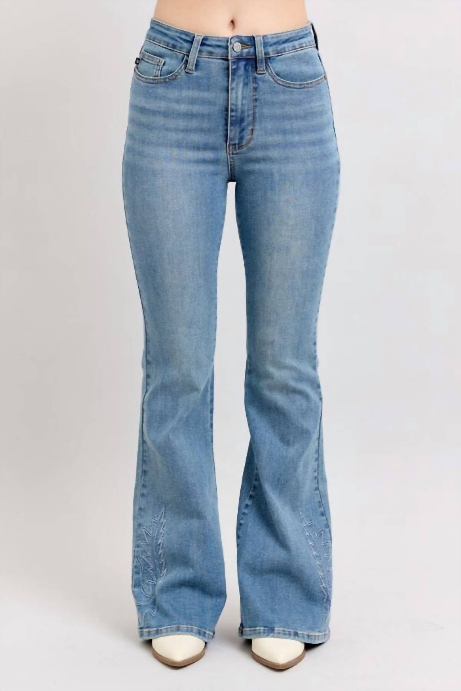 Judy Blue - Western Embroidery Detail Flare Jeans