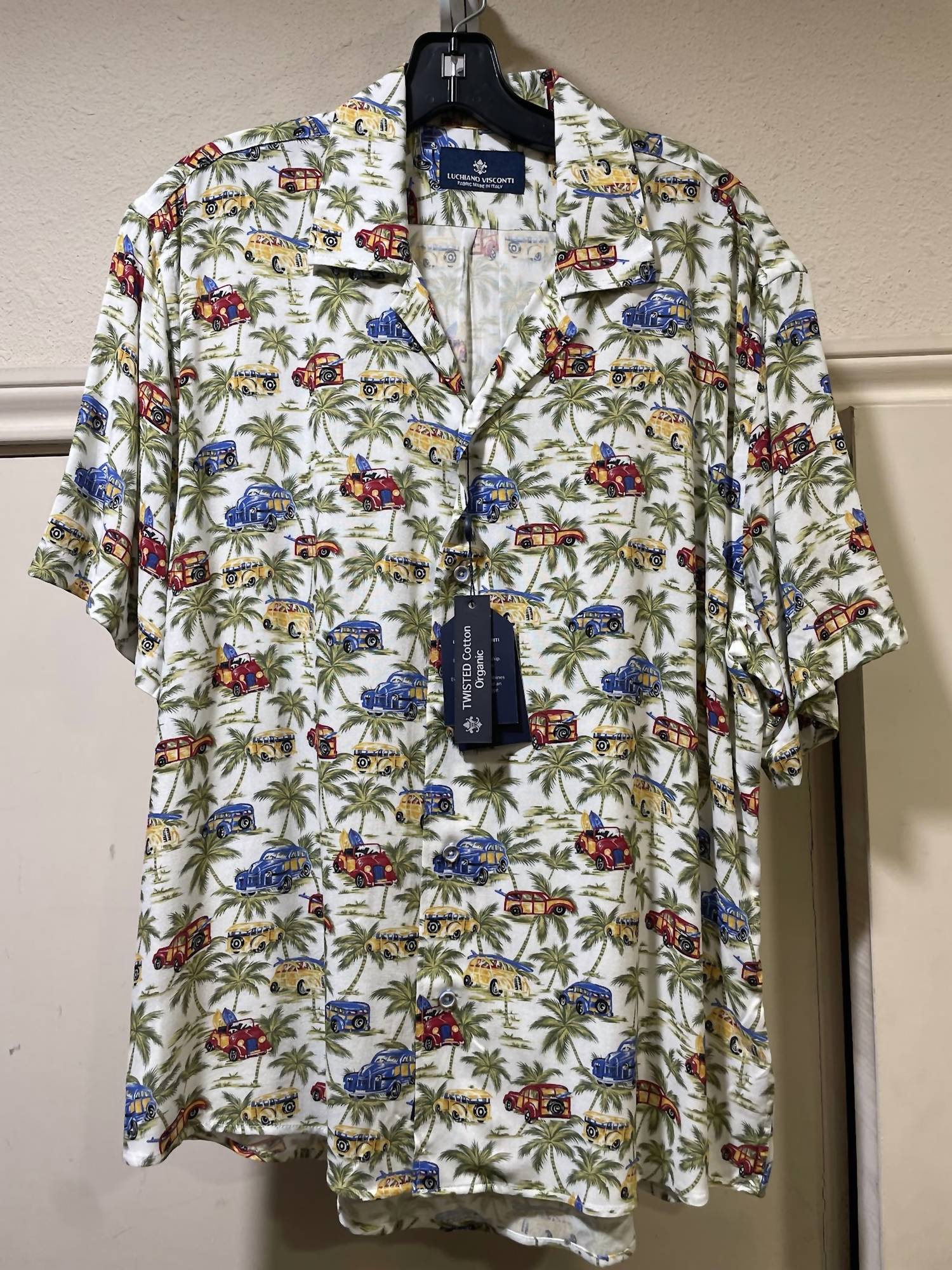Luchiano Visconti - Men's Car Print Short Sleeve Shirt