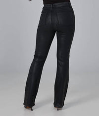 LOLA JEANS Billie High Rise Bootcut Jean in coated black - women's jeans - detail view