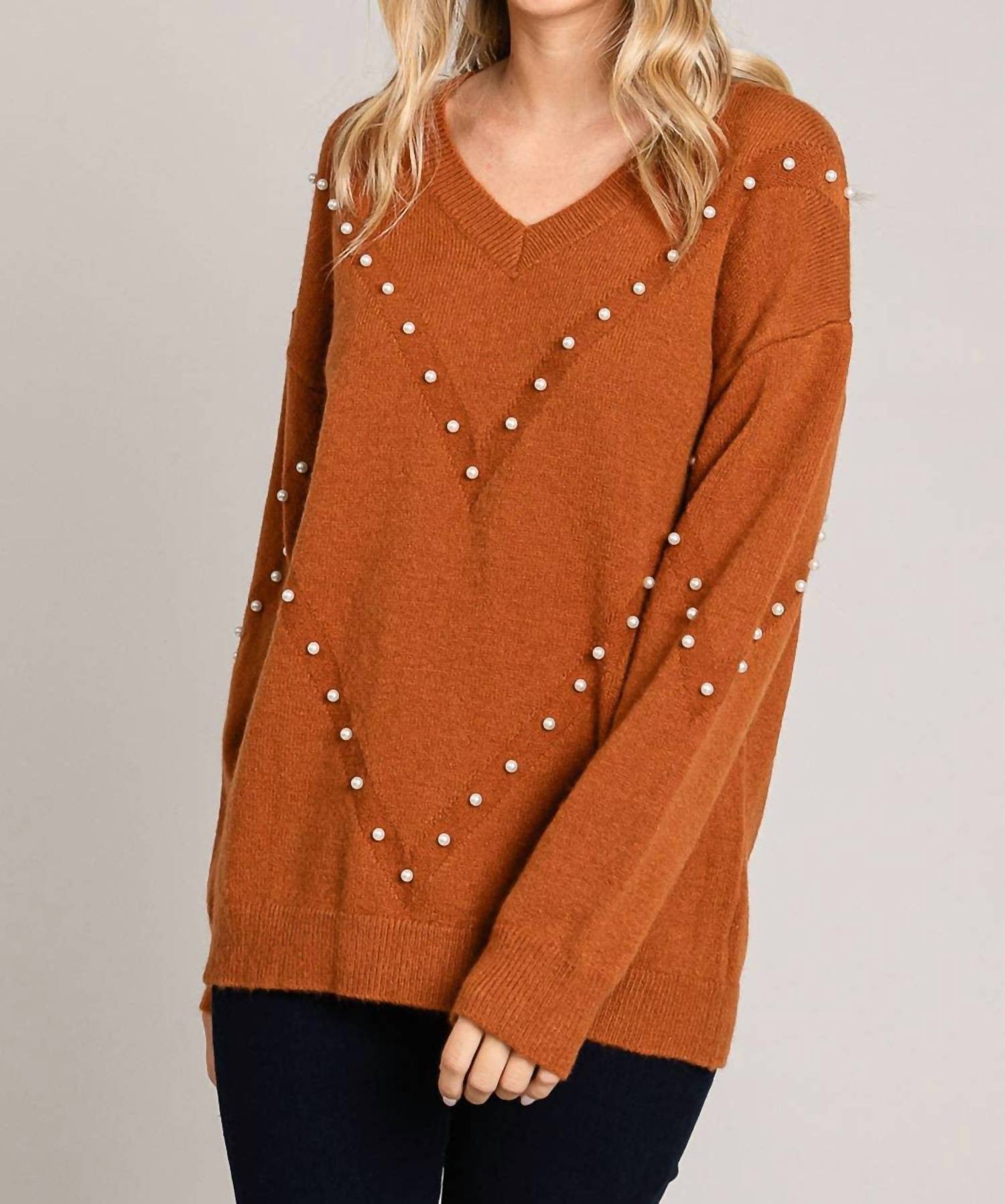 Cotton Bleu - Pearl V-Neck Sweater