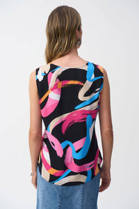 Joseph Ribkoff Whitlee Woven Abstract Print Sleeveless Fit And Flare Top in multi - women's t-shirt - view 4