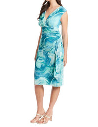 London Times - Louella Marble Mesh Print Dress