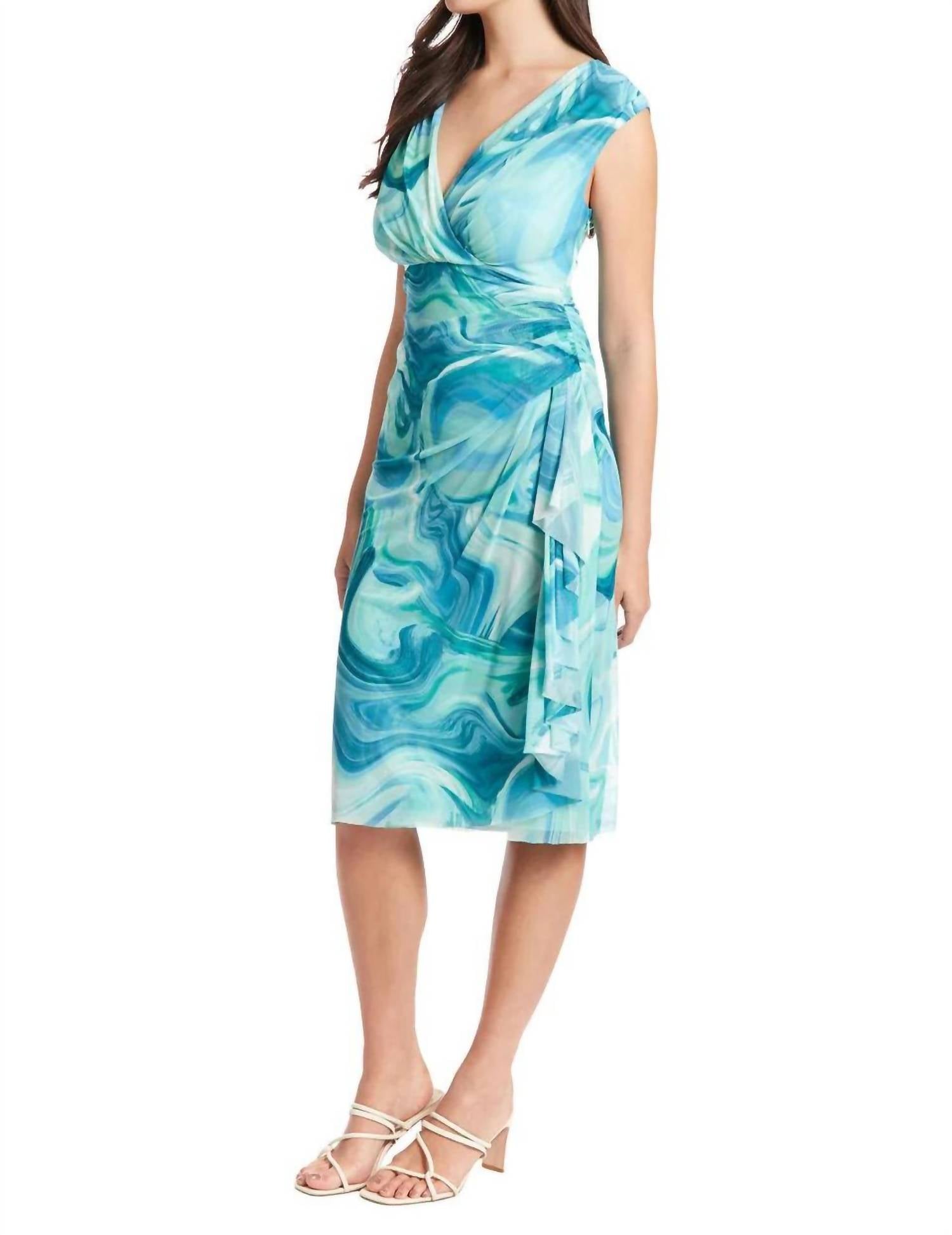 London Times - Louella Marble Mesh Print Dress