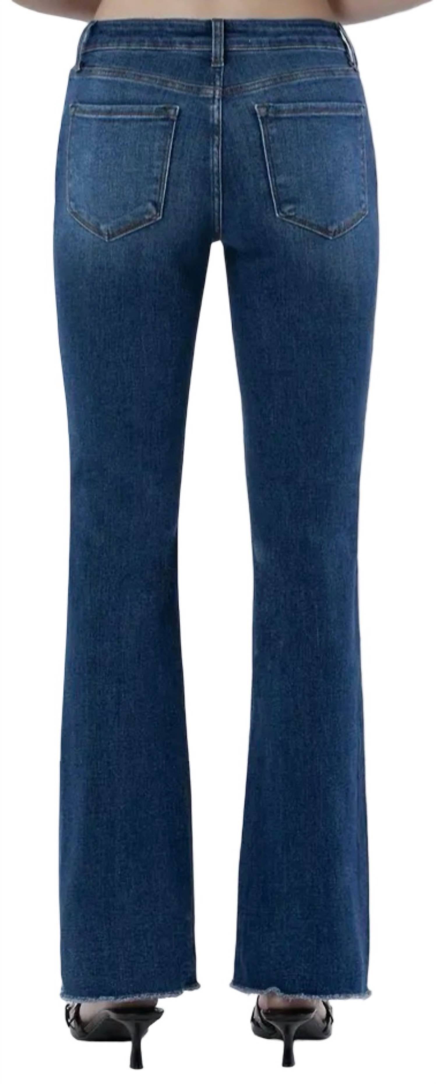 Lovervet - Women's Mid Rise Raw Hem Bootcut Jeans