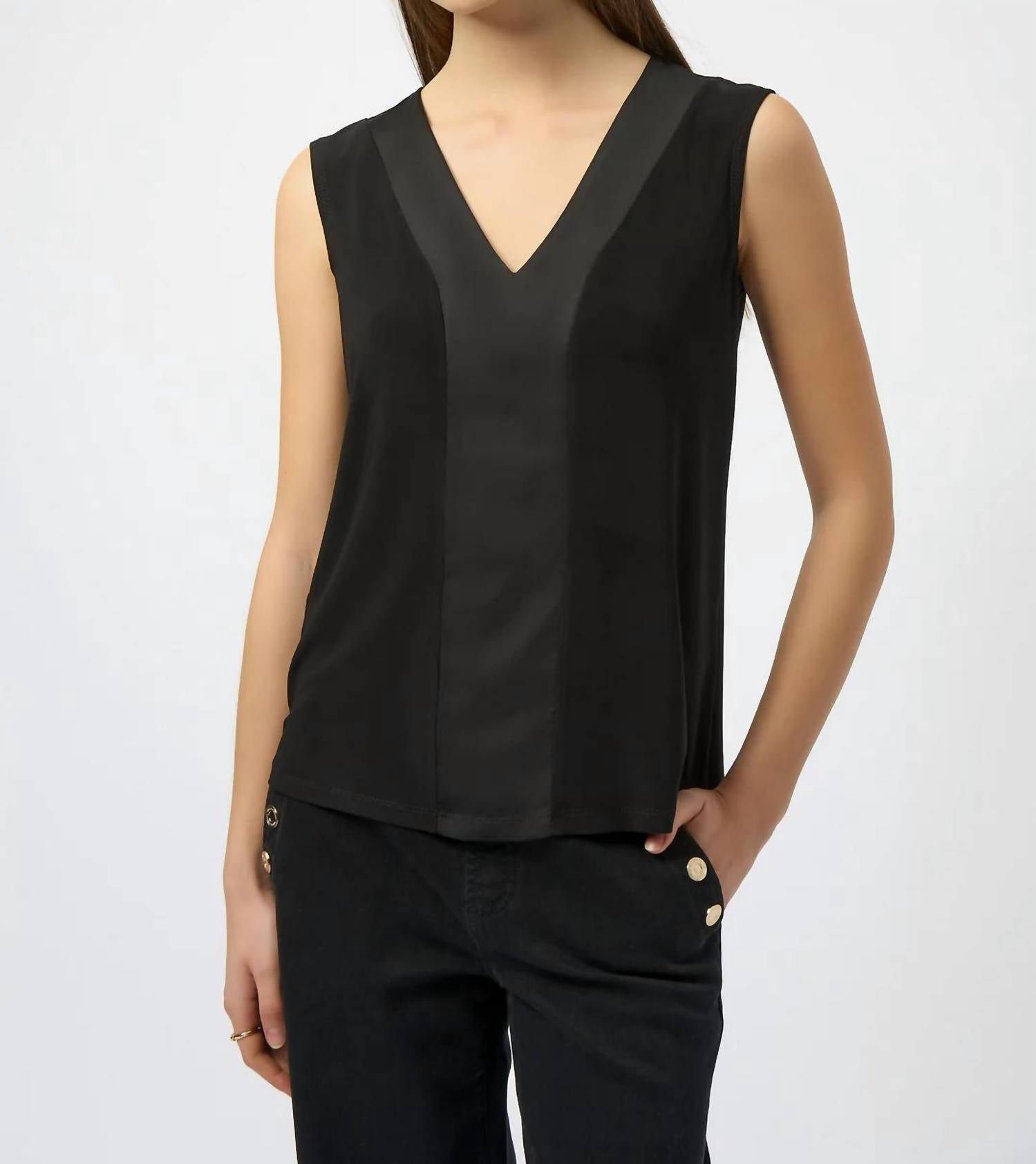 Joseph Ribkoff - Fitted V-neck Sleeveless Top