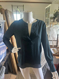 Current Air - Women's Long Sleeve V-neck Mandarin Collar Blouse