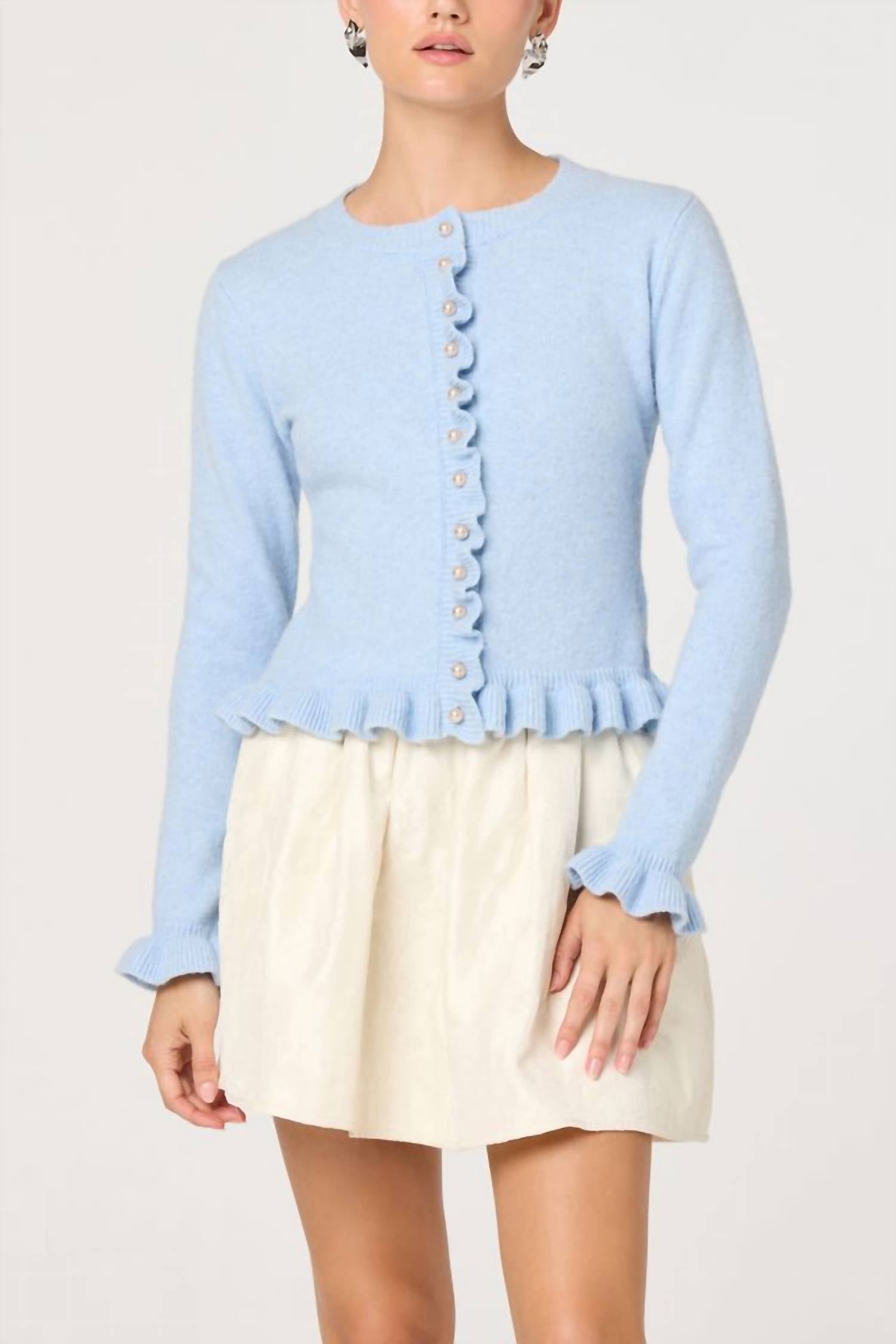 ASTR Eowyn Relaxed Cardigan in blue - women's cardigan