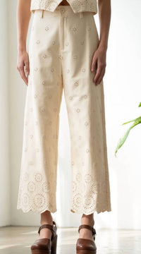 Elle Grey - Eyelet Wide Leg Pants