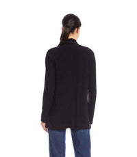 Karen Kane Long Sleeve Ribbed Drape Front Cardigan in black - women's cardigan - alternate view