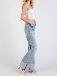 Petra153 Hattie High Rise Cuffed Hem Flare Jeans in blue - women's jeans - view 6