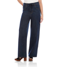 Karen Kane Drawstring Wide-leg Pants in denim - women's pants - detail view