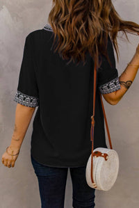 Trendsi - Chic Boho V Neckline Half Sleeve Blouse