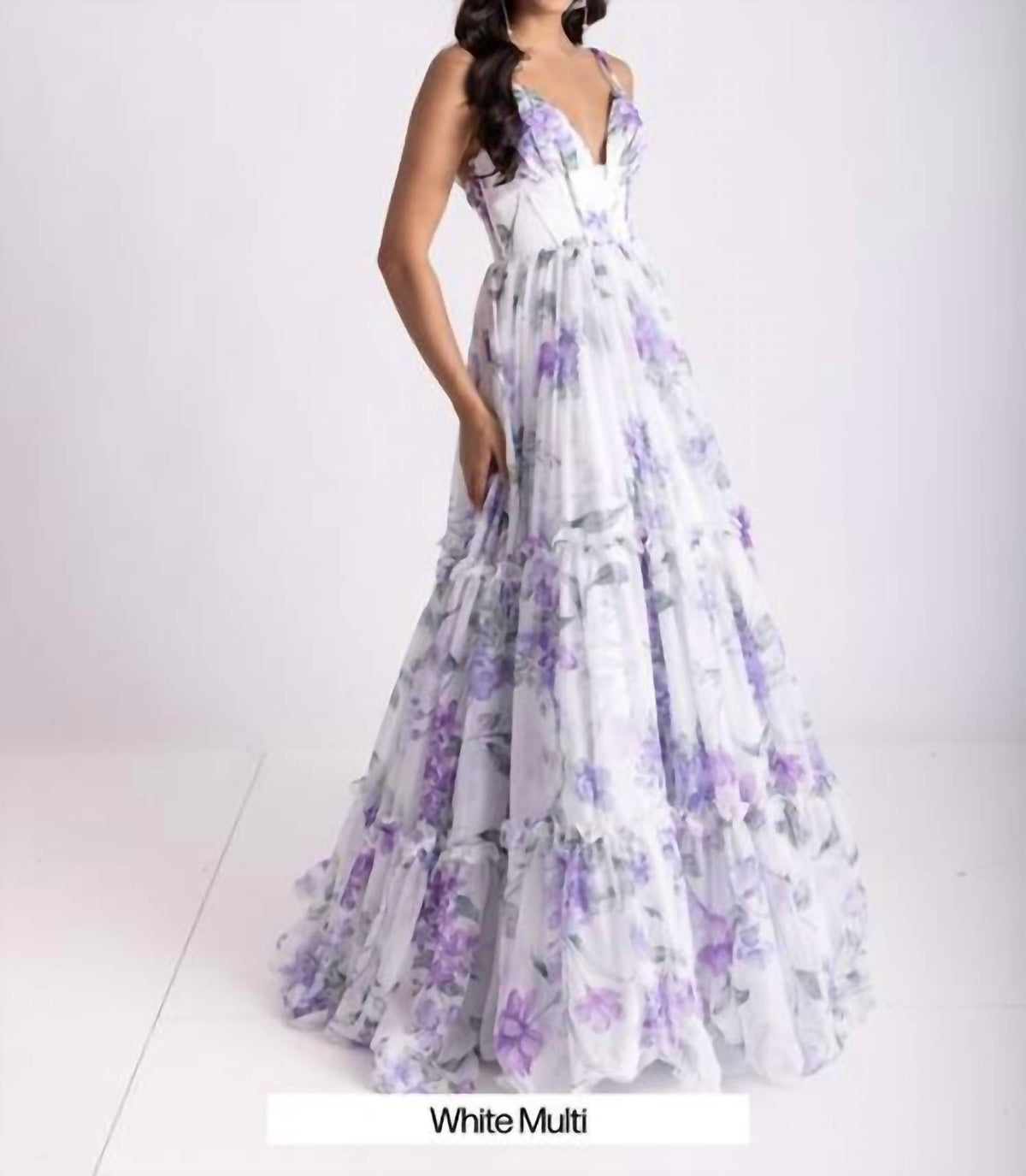 Rachel Allan - Print Sleeveless A-line Prom Gown