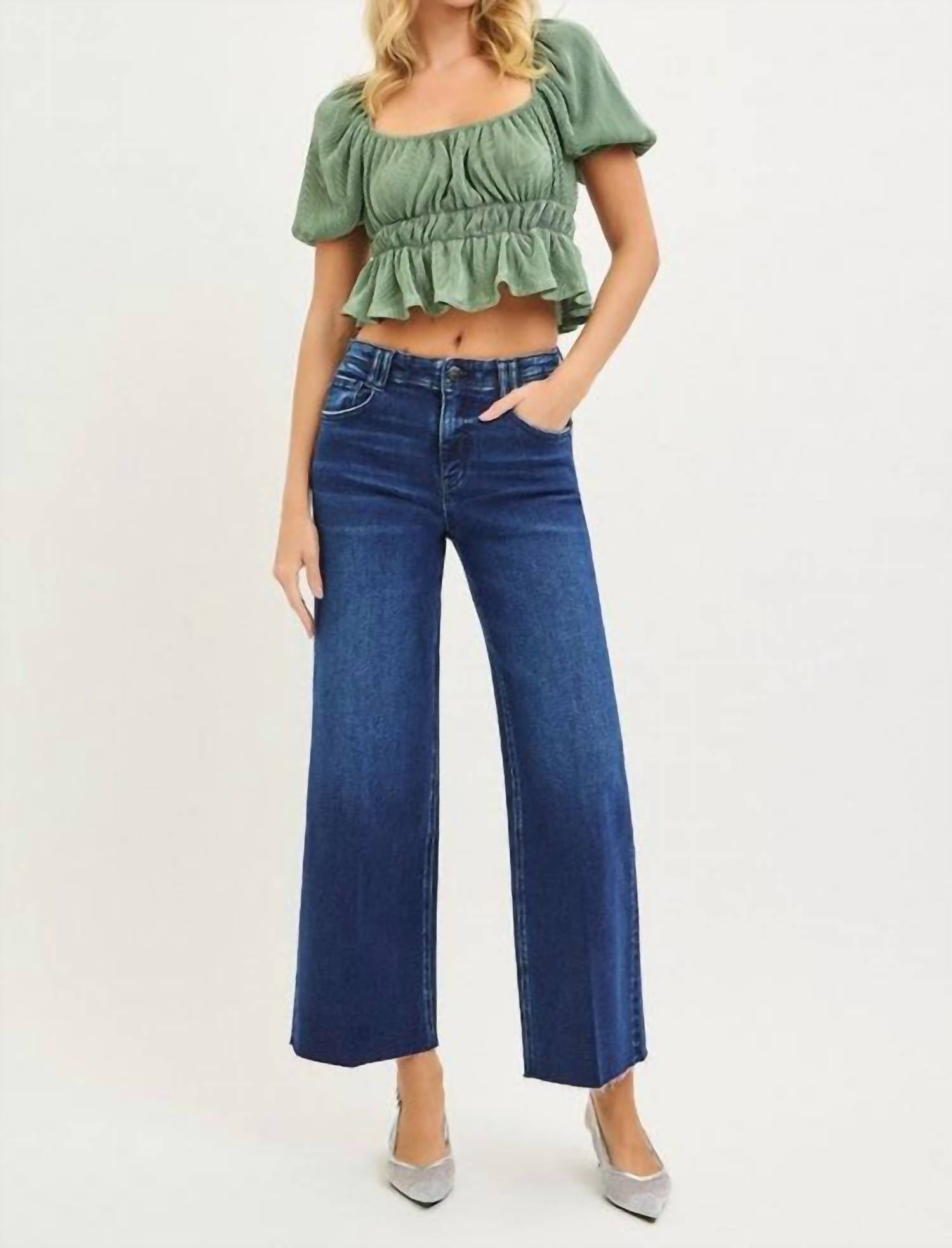 Risen - Ryann High Rise Ankle Wide Jeans