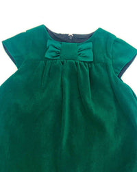 Florence Eiseman Kid's Velvet Dress With Satin Bow in green - kids' dress - detail view