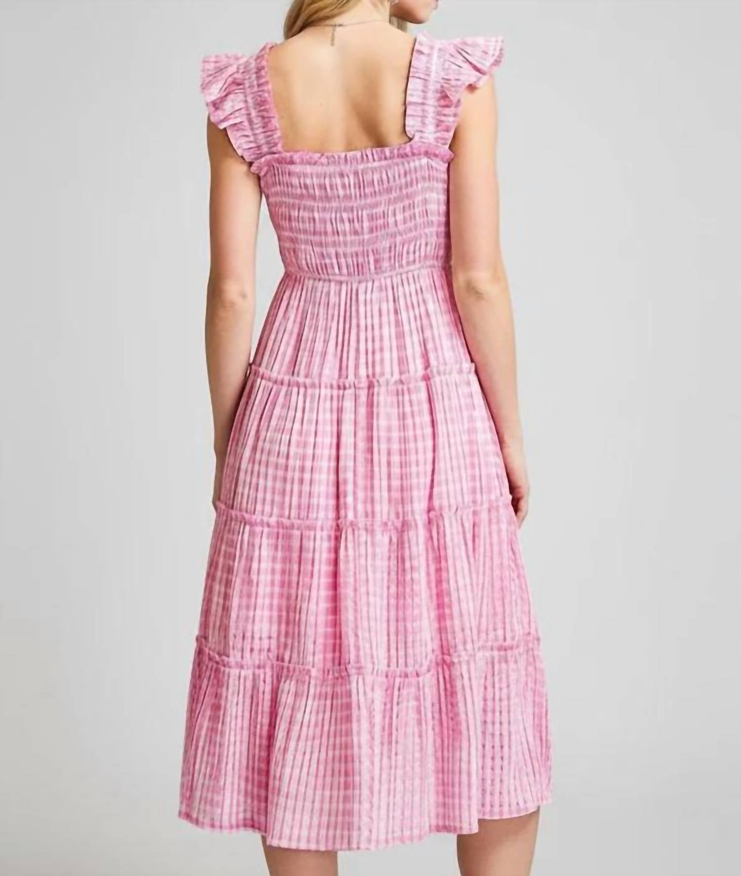 Umgee - Gingham Smocked Midi Dress