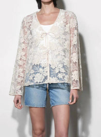 Greylin - Zaylee Sheer Embroidery Lace Cardigan