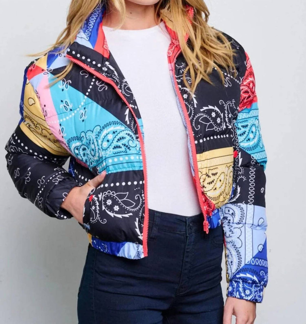 36 Point 5 - Adrienne Paisley Bandana Puffer Jacket