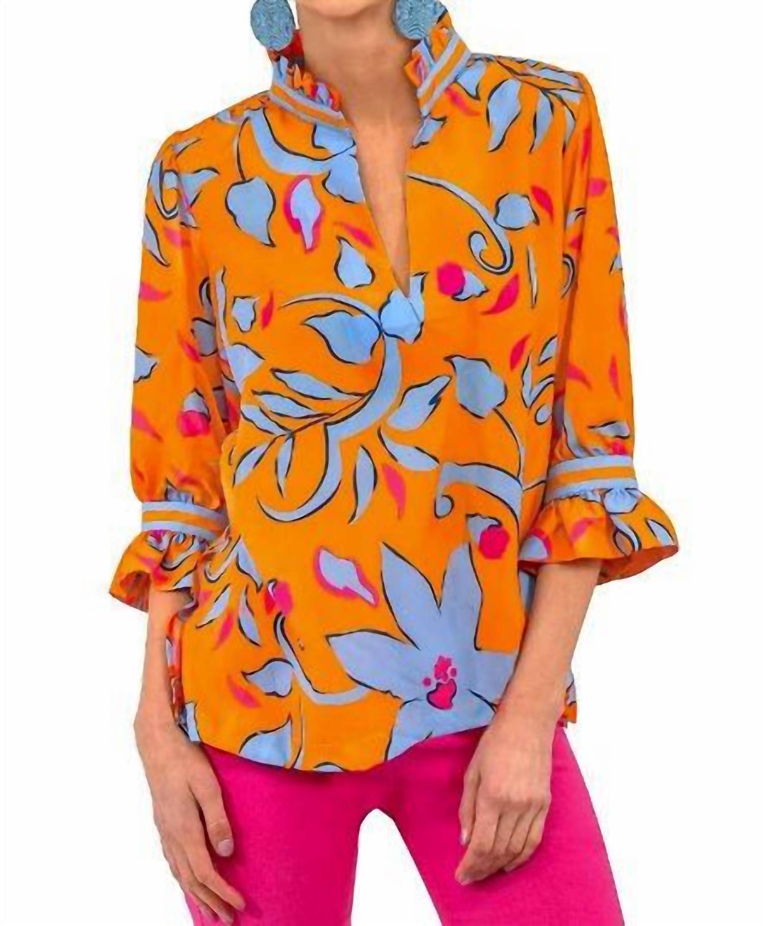 Gretchen Scott - FULL BLOOM RUFFLENECK TOP