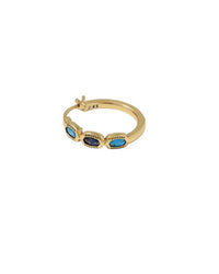 Kendra Scott Women's Mini Elisa Hoop Earrings in vintage gold blue mix - women's jewelry - detail view