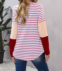 Shiying Fashion - Heart Sequins Striped Top