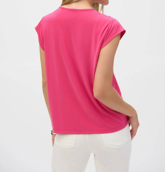 Joseph Ribkoff - Pleated Crew Neck Cap Sleeve Top