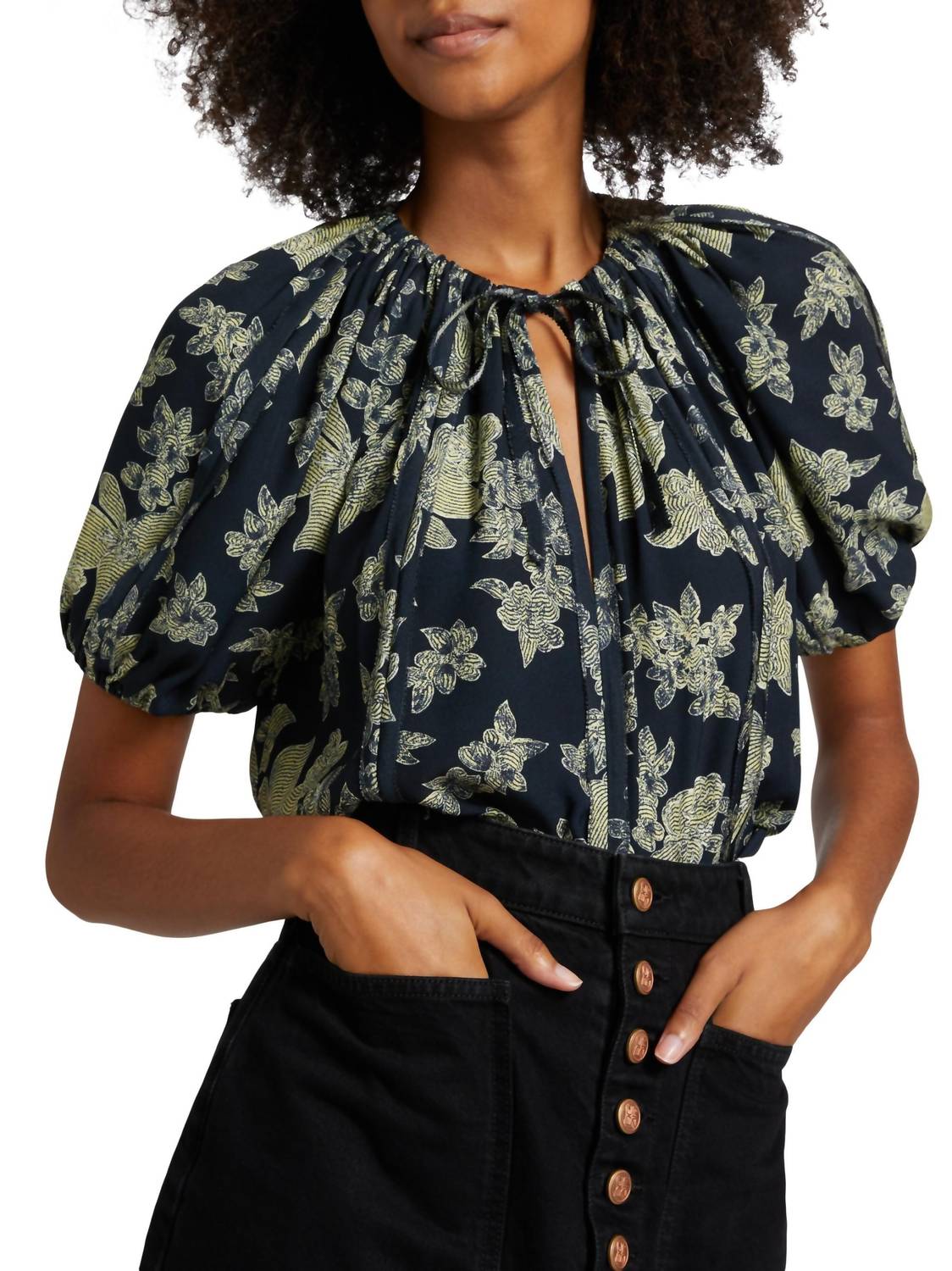 Ulla Johnson - Marcelena Floral Tieneck Blouse