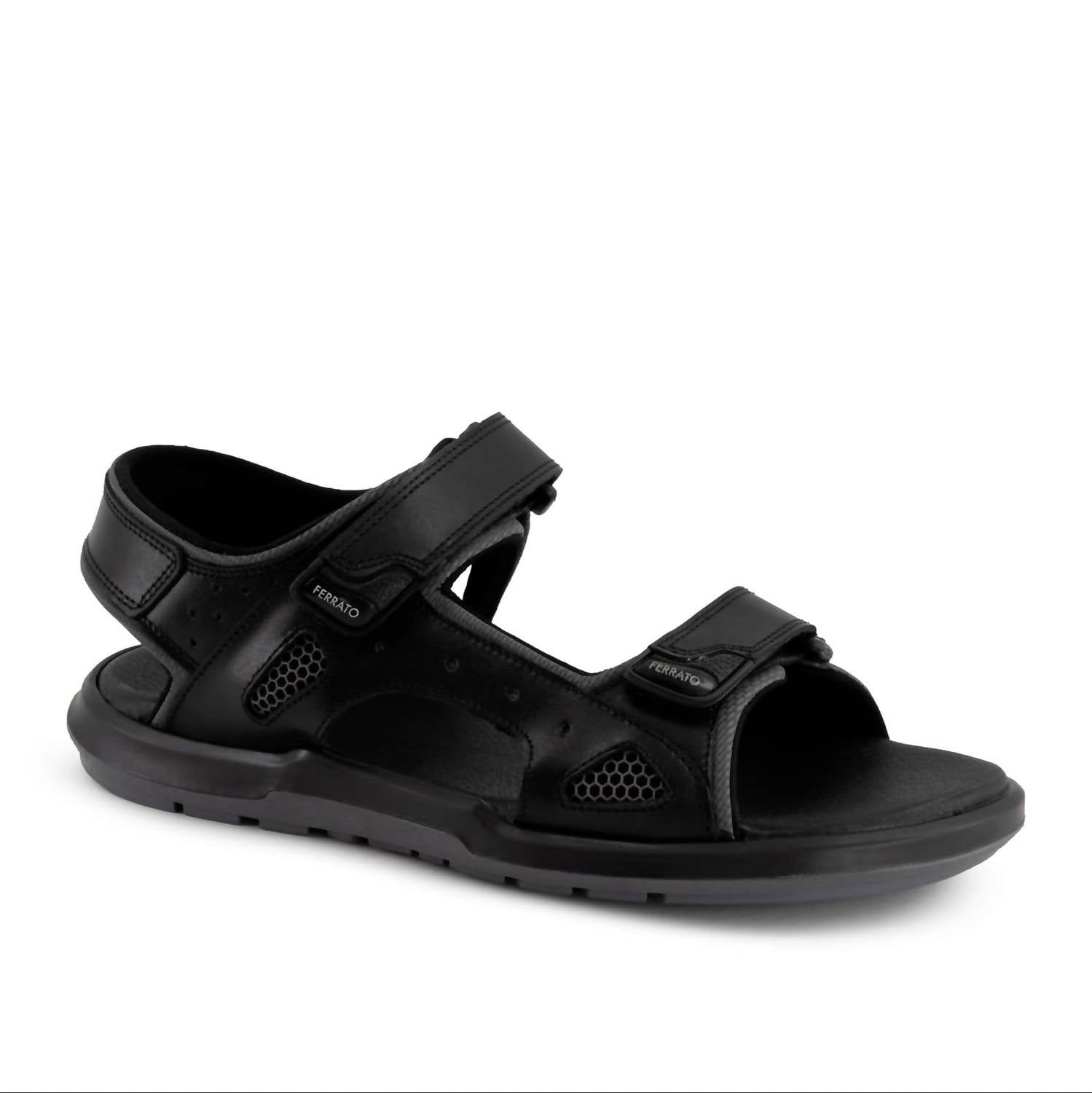 Ferrato Men's Leather Sandals in black 1 - men's sandal