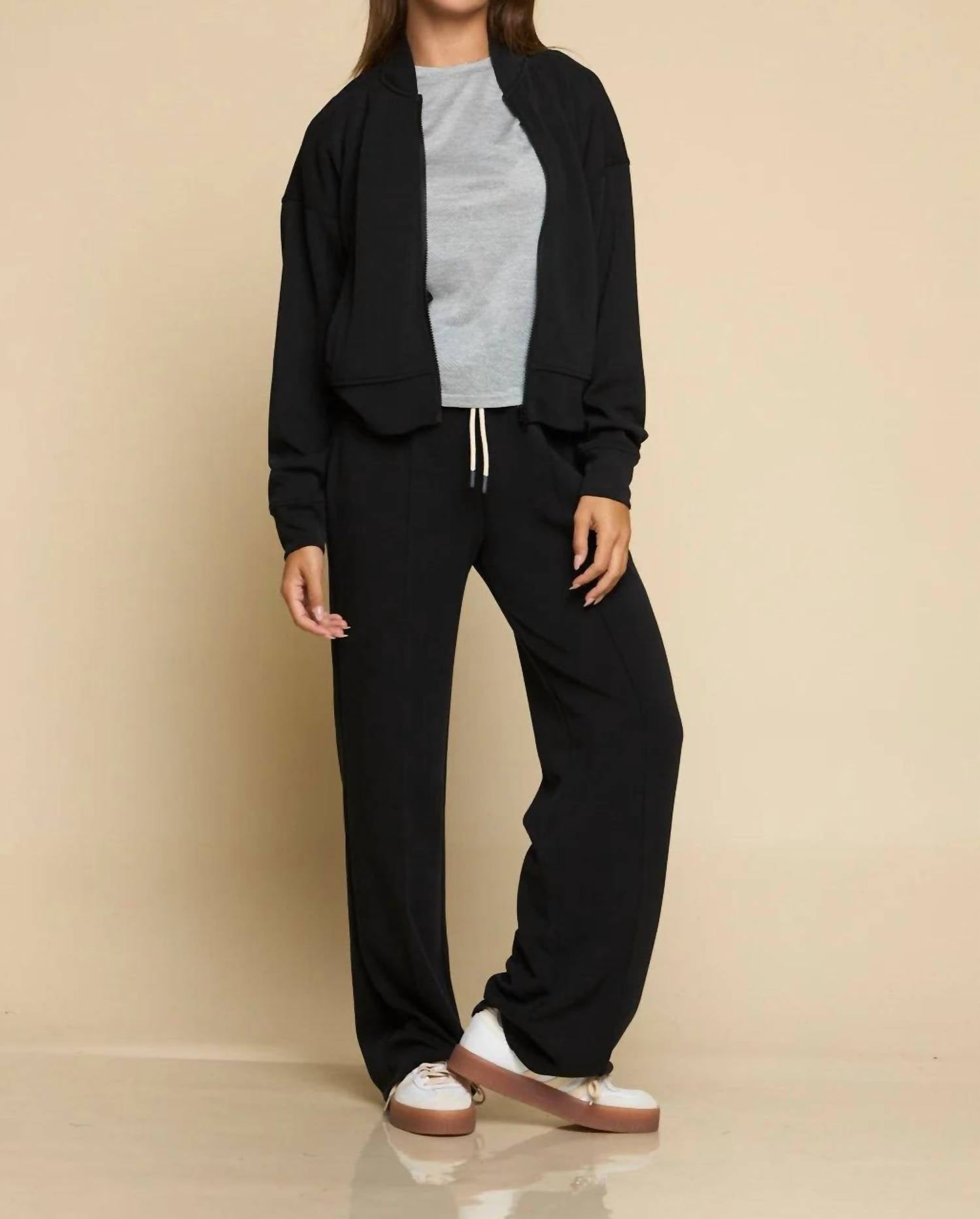 FUNDAMENTAL COAST Later On Long Sleeve Jacket in black - women's jacket