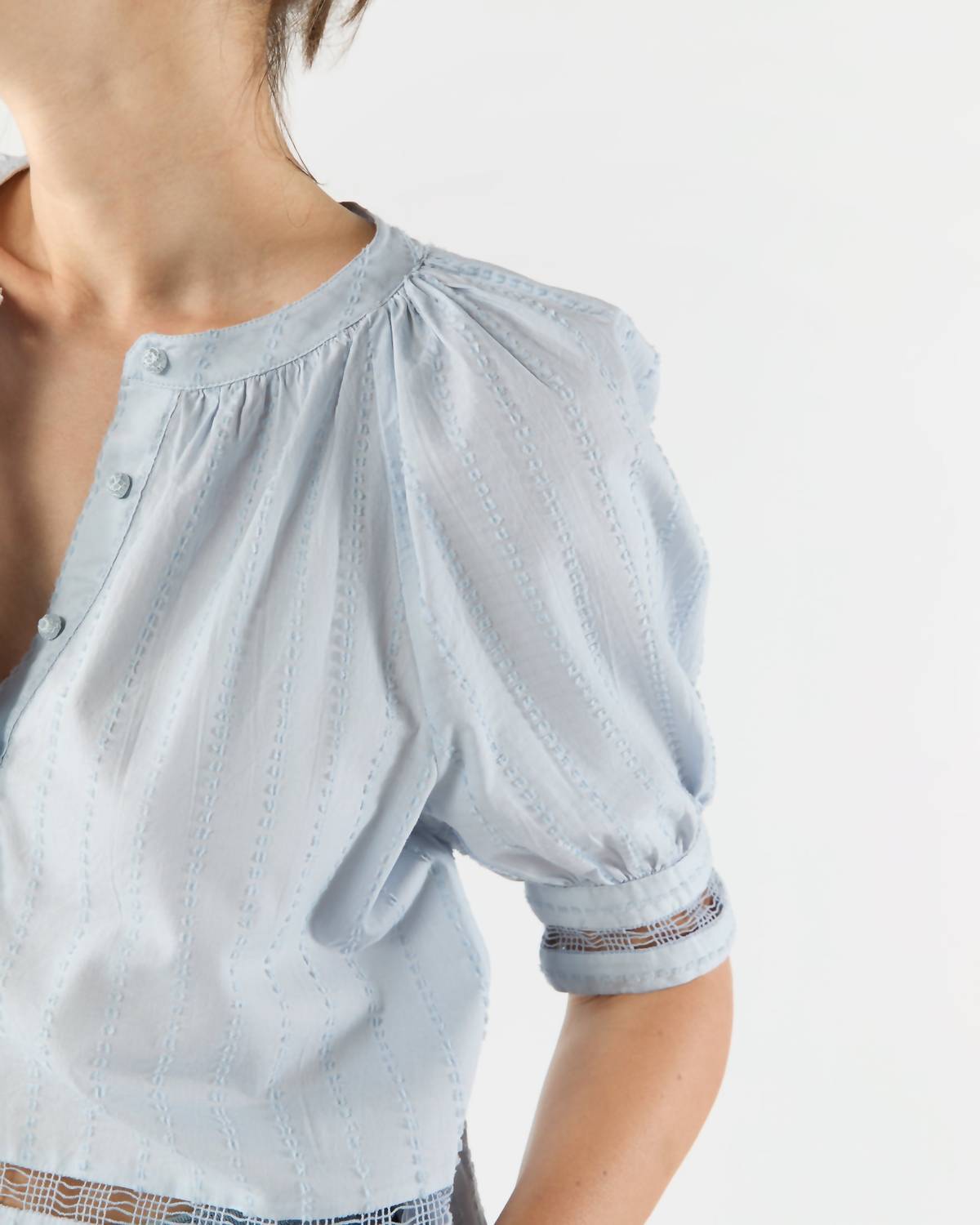 Ulla Johnson Faye Puff Sleeve Blouse in celeste - women's blouse - view 4