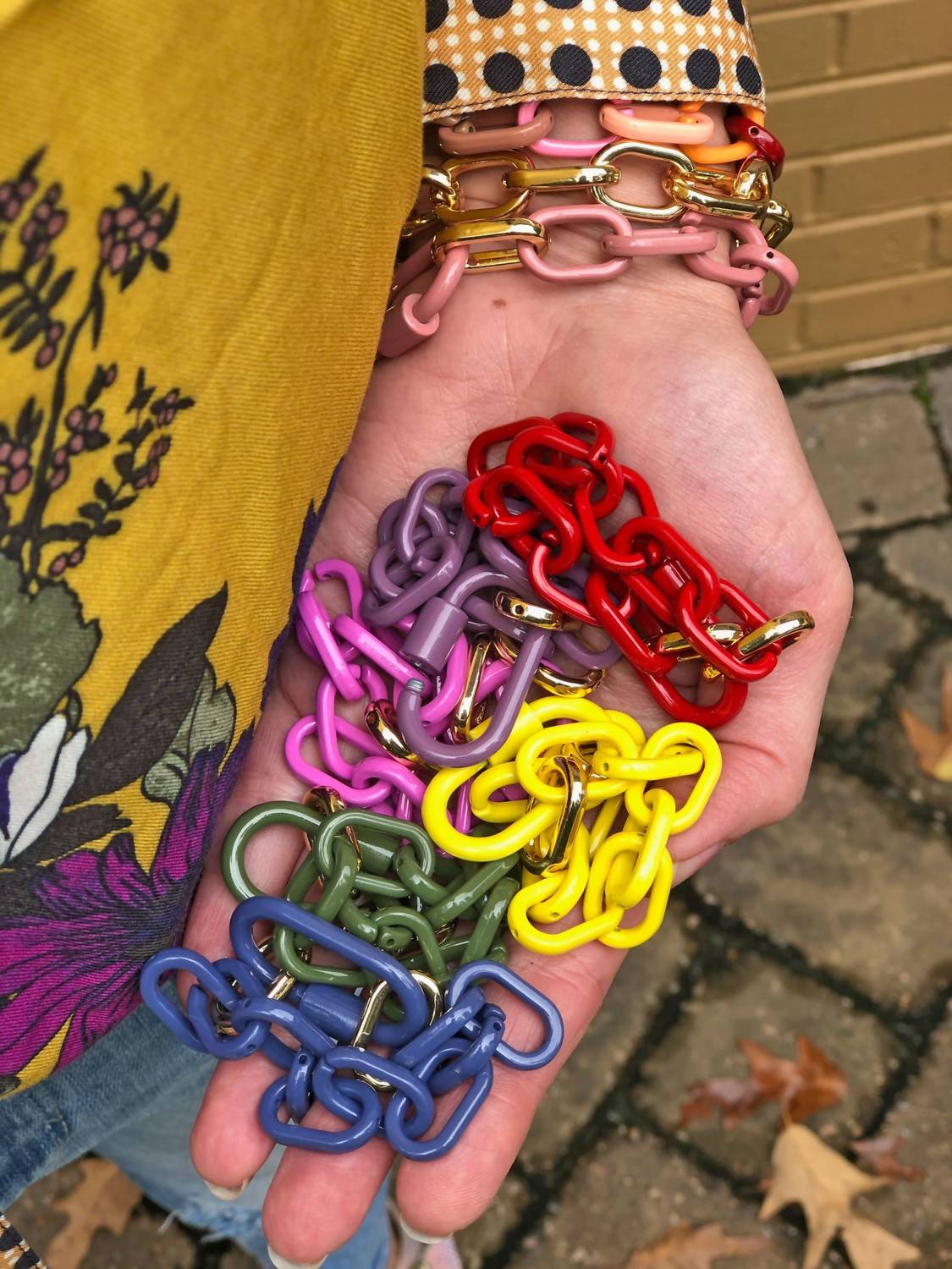 Woman Shops World - Women's Neon Rainbow Luxe Link Enamel Chain Bracelet