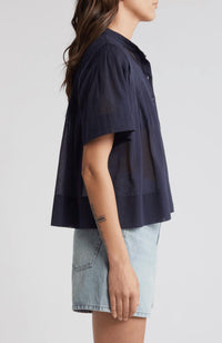 Frame - Pleated Button Up Blouse