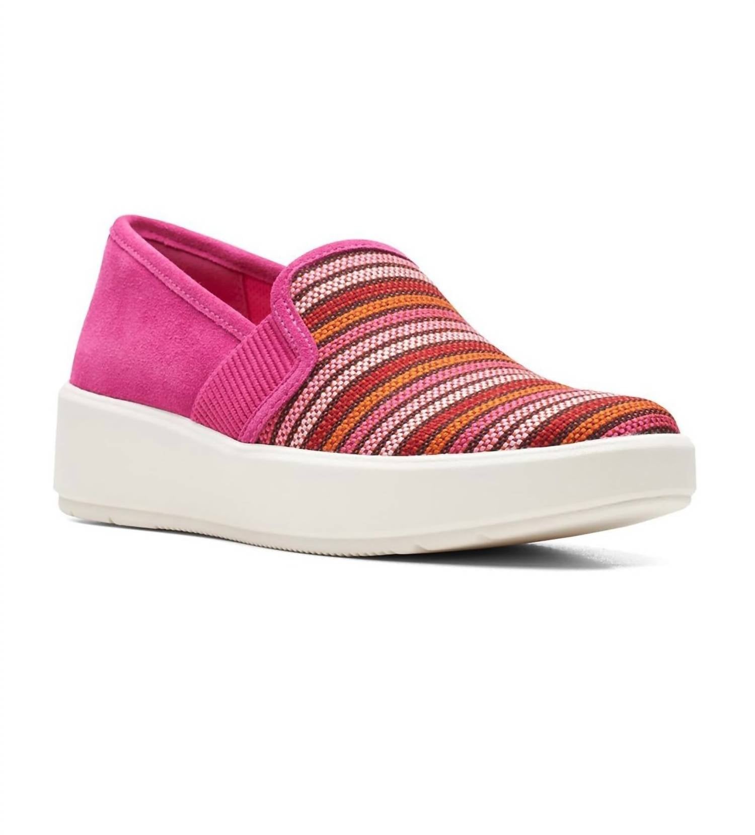Clarks Women's Layton Petal Sneaker in fuchsia interest - women's sneaker