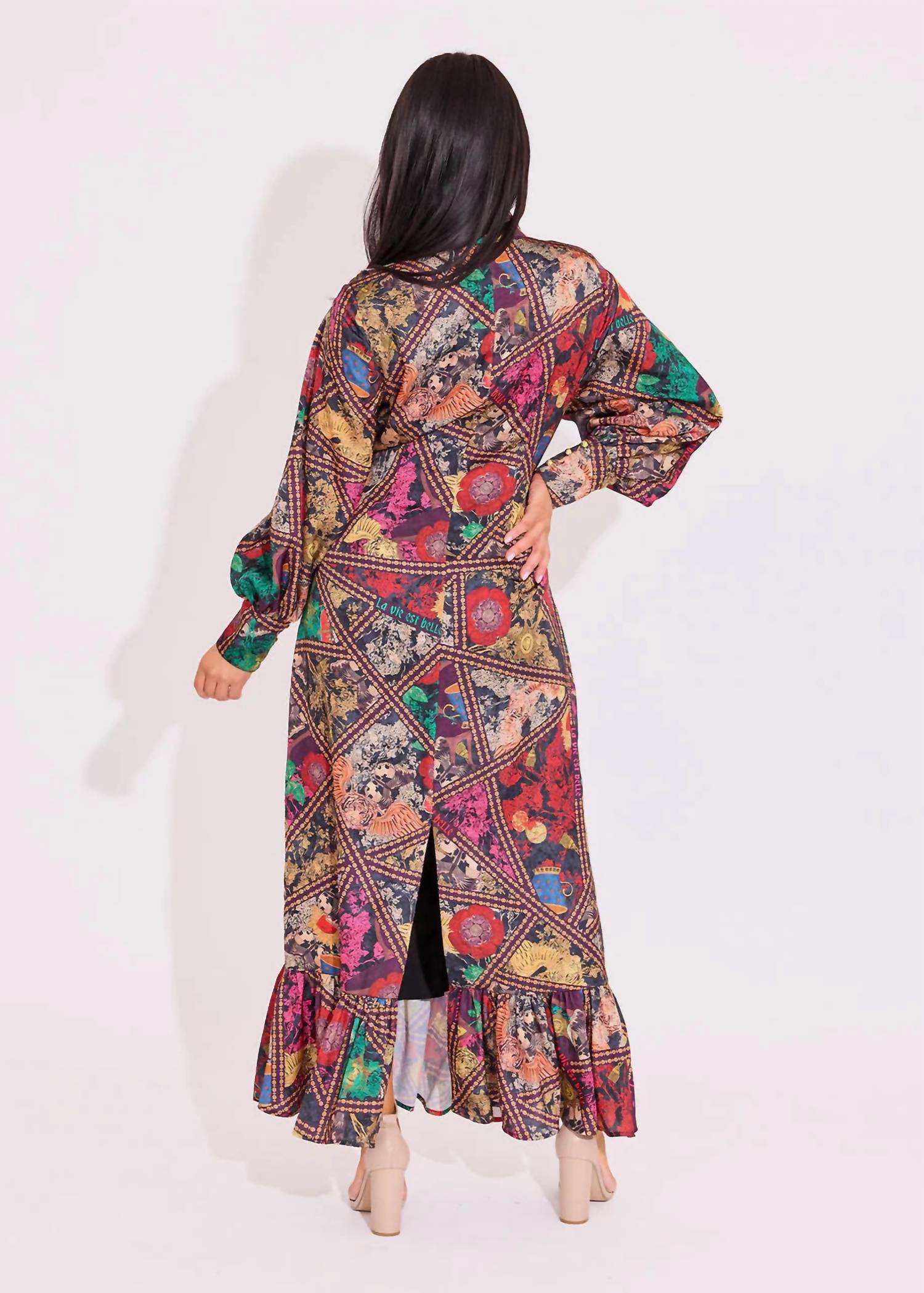 Alden Adair Parker Mock Neck Maxi Dress in royalty - women's dress - detail view