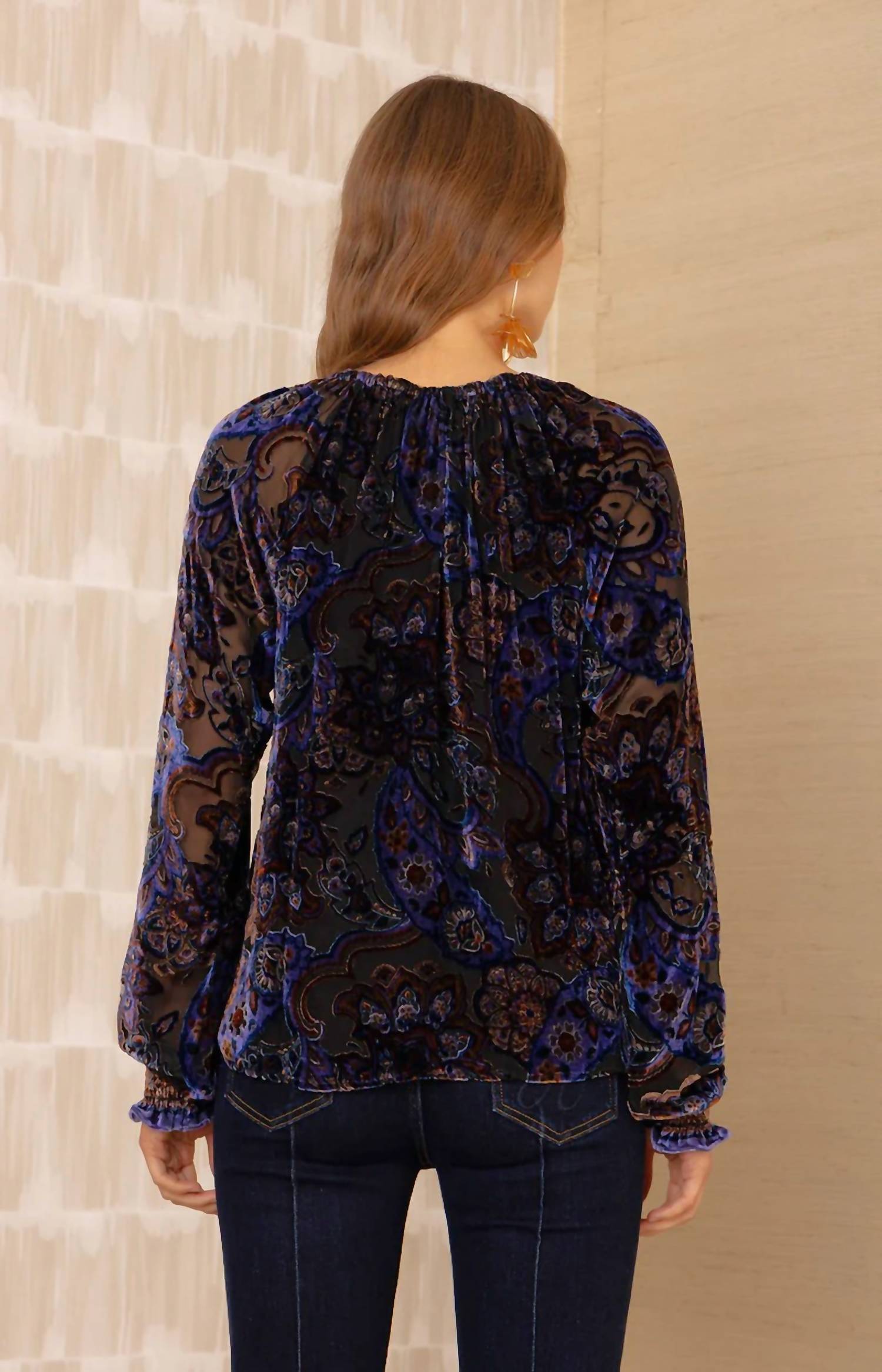 Hale Bob - Elyse Velvet Burnout Long Sleeve Top