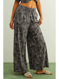 Miou Muse - Leaf Print Faded Effect Pants