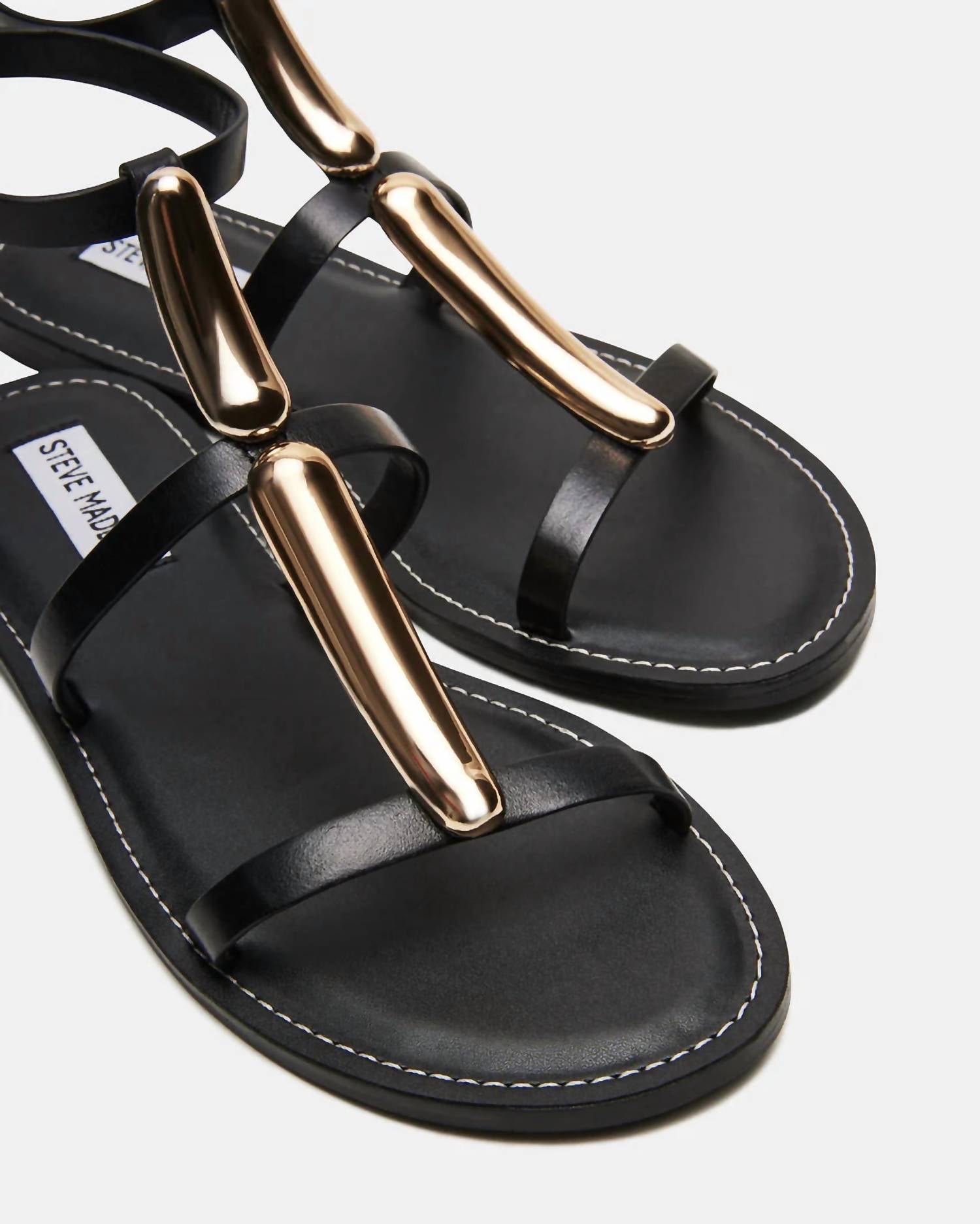STEVE MADDEN Women's Alma Strappy Sandals in black leather - women's sandal - view 4