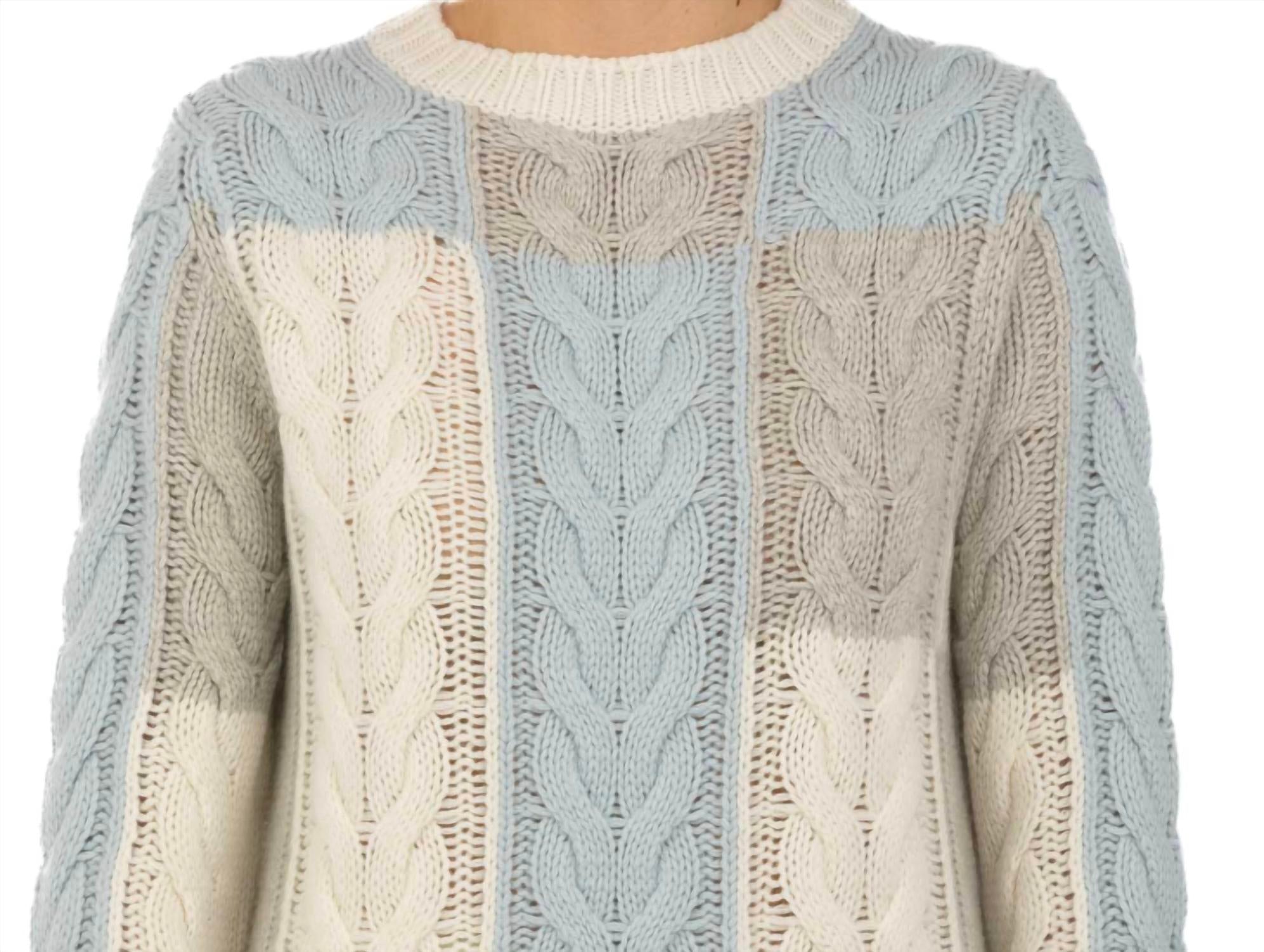 LE TRICOT PERUGIA Giro Collo Sweater in offwhite grey sky - women's sweater - detail view