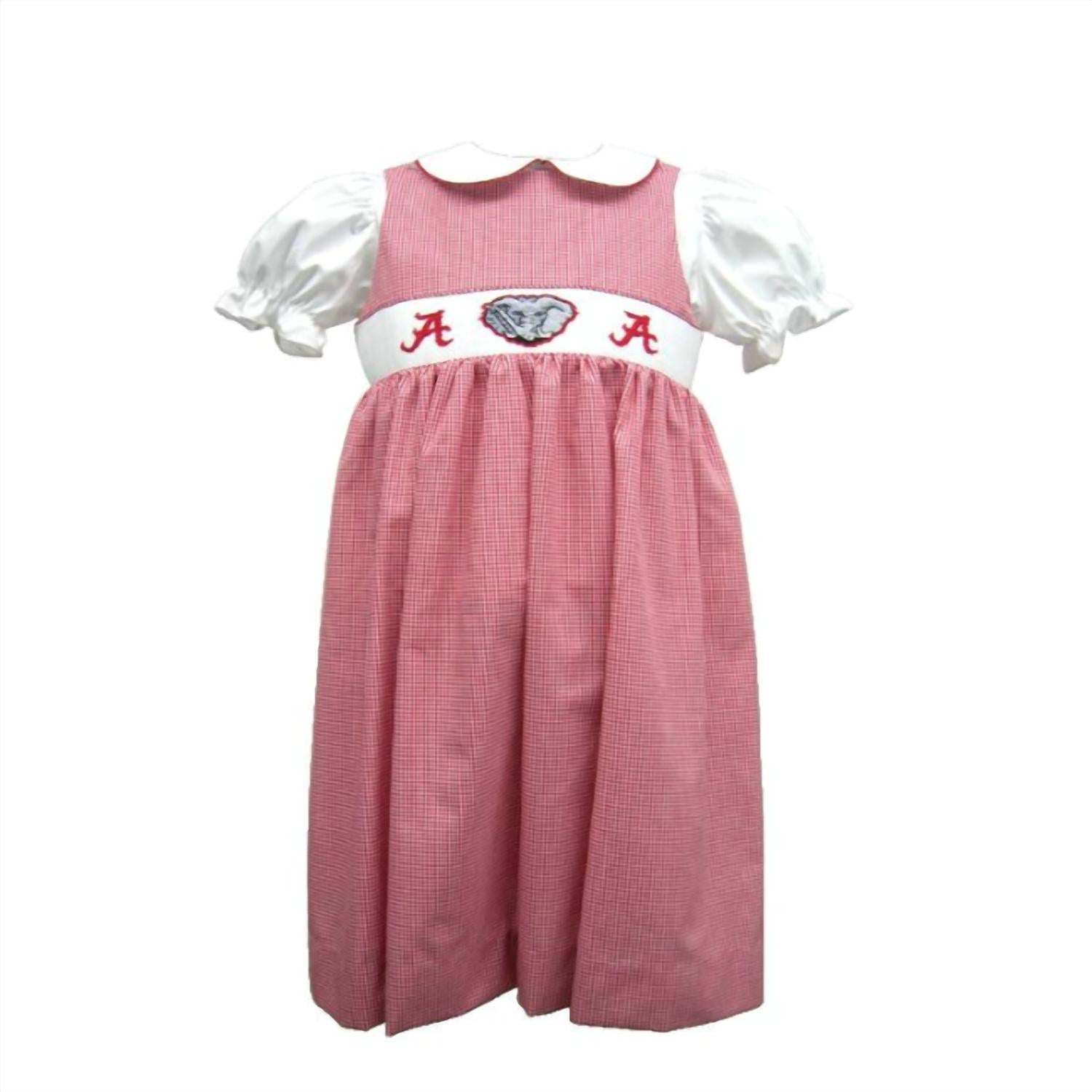 Vive La Fete - Girl's University Of Alabama Collegiate Hand Smocked Gingham Jumper